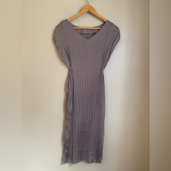 Downeast dress accordion belted midi dress wedding minimalist classic - Picture 6 of 8